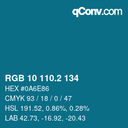 カラーコード: RGB 10 110.2 134 | qconv.com