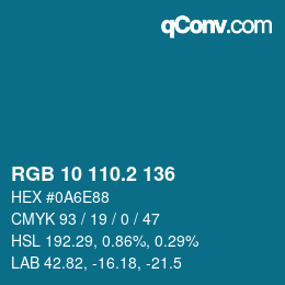 カラーコード: RGB 10 110.2 136 | qconv.com