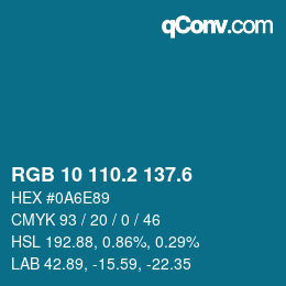 カラーコード: RGB 10 110.2 137.6 | qconv.com