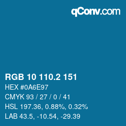 カラーコード: RGB 10 110.2 151 | qconv.com