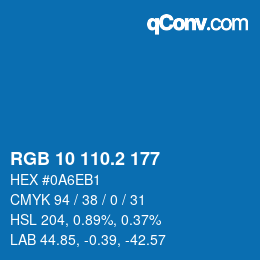 カラーコード: RGB 10 110.2 177 | qconv.com
