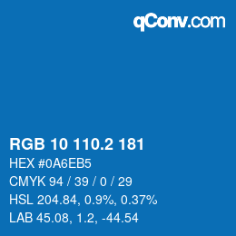 カラーコード: RGB 10 110.2 181 | qconv.com