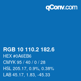 カラーコード: RGB 10 110.2 182.6 | qconv.com
