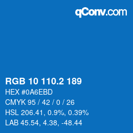 Color code: RGB 10 110.2 189 | qconv.com