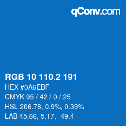 カラーコード: RGB 10 110.2 191 | qconv.com