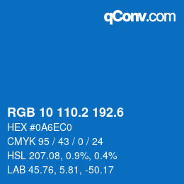 カラーコード: RGB 10 110.2 192.6 | qconv.com