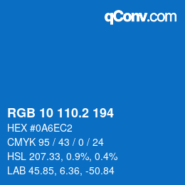 カラーコード: RGB 10 110.2 194 | qconv.com