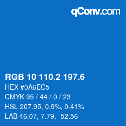 カラーコード: RGB 10 110.2 197.6 | qconv.com