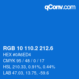 カラーコード: RGB 10 110.2 212.6 | qconv.com