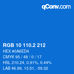 カラーコード: RGB 10 110.2 212 | qconv.com