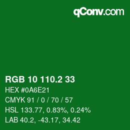 カラーコード: RGB 10 110.2 33 | qconv.com