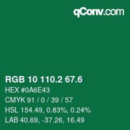 カラーコード: RGB 10 110.2 67.6 | qconv.com