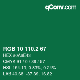 カラーコード: RGB 10 110.2 67 | qconv.com