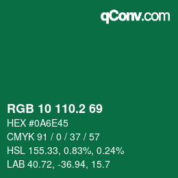 カラーコード: RGB 10 110.2 69 | qconv.com
