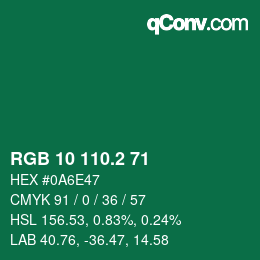 カラーコード: RGB 10 110.2 71 | qconv.com