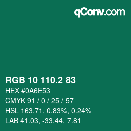 カラーコード: RGB 10 110.2 83 | qconv.com