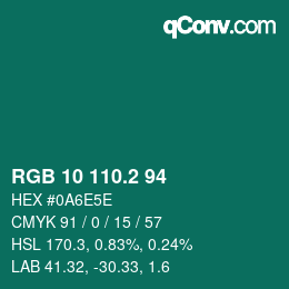 カラーコード: RGB 10 110.2 94 | qconv.com