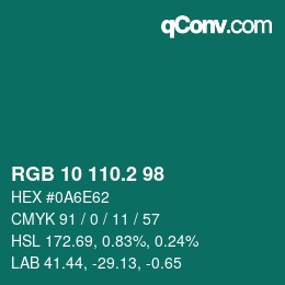 カラーコード: RGB 10 110.2 98 | qconv.com