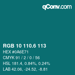 カラーコード: RGB 10 110.6 113 | qconv.com