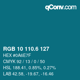 カラーコード: RGB 10 110.6 127 | qconv.com