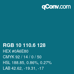 カラーコード: RGB 10 110.6 128 | qconv.com