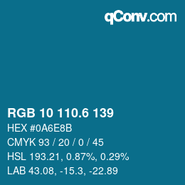 カラーコード: RGB 10 110.6 139 | qconv.com