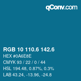 カラーコード: RGB 10 110.6 142.6 | qconv.com