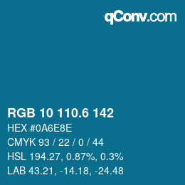 カラーコード: RGB 10 110.6 142 | qconv.com