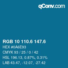 カラーコード: RGB 10 110.6 147.6 | qconv.com