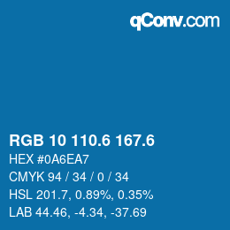 カラーコード: RGB 10 110.6 167.6 | qconv.com
