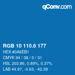 カラーコード: RGB 10 110.6 177 | qconv.com
