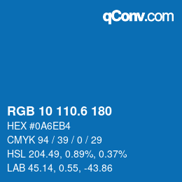 カラーコード: RGB 10 110.6 180 | qconv.com