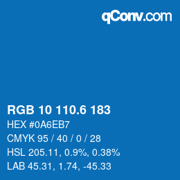 カラーコード: RGB 10 110.6 183 | qconv.com