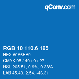 カラーコード: RGB 10 110.6 185 | qconv.com