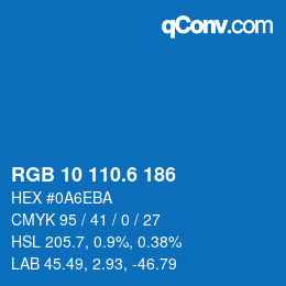 カラーコード: RGB 10 110.6 186 | qconv.com