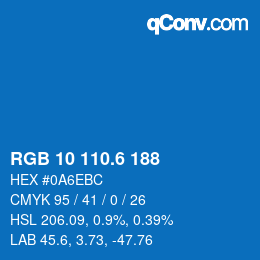 カラーコード: RGB 10 110.6 188 | qconv.com