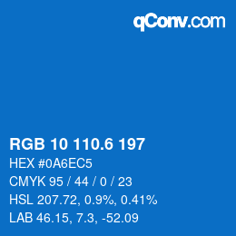 カラーコード: RGB 10 110.6 197 | qconv.com
