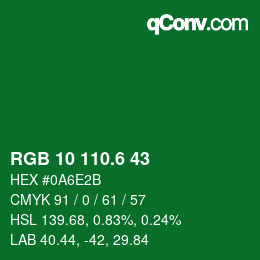 カラーコード: RGB 10 110.6 43 | qconv.com