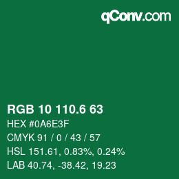 カラーコード: RGB 10 110.6 63 | qconv.com