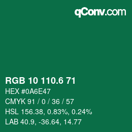 カラーコード: RGB 10 110.6 71 | qconv.com