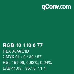 カラーコード: RGB 10 110.6 77 | qconv.com