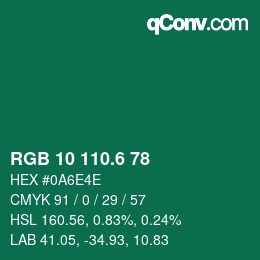 カラーコード: RGB 10 110.6 78 | qconv.com