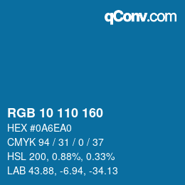 カラーコード: RGB 10 110 160 | qconv.com