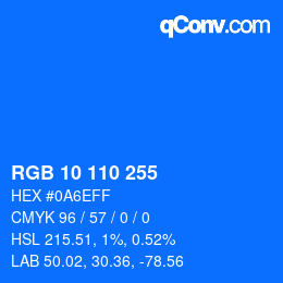 Color code: RGB 10 110 255 | qconv.com