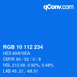 Farbcode: RGB 10 112 234 | qconv.com