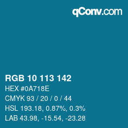 Color code: RGB 10 113 142 | qconv.com