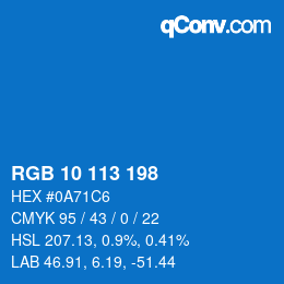 カラーコード: RGB 10 113 198 | qconv.com