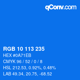 Color code: RGB 10 113 235 | qconv.com