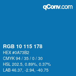 Color code: RGB 10 115 178 | qconv.com
