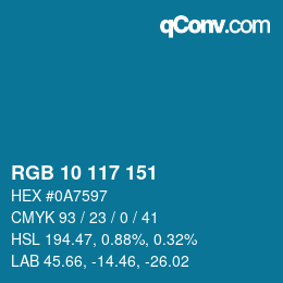 Color code: RGB 10 117 151 | qconv.com